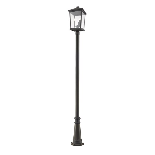 Z-Lite Beacon 3 Light Outdoor Post Mounted Fixture, Oil Rubbed Bronze & Clear Beveled 568PHXLR-519P-ORB - main